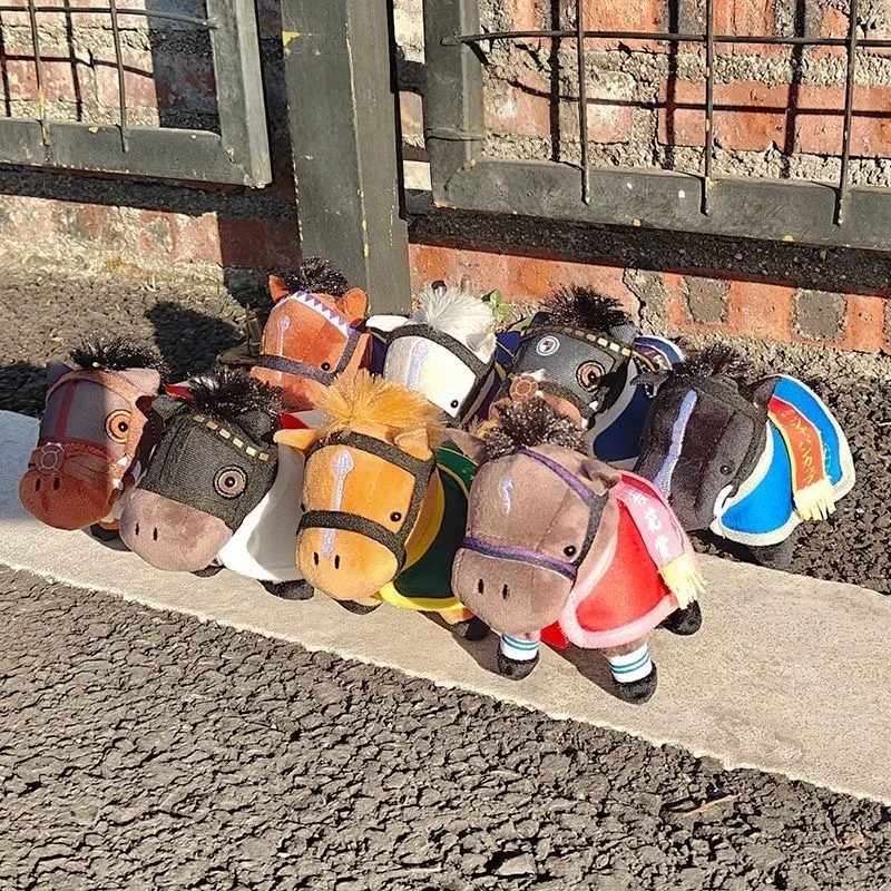 NEUE Glück racing Pferd Plüsch Spielzeug Anhänger Neue Jahr 12CM Pferd Racing Sammlerstücke Plüsch Puppe Schlüsselbund Stofftier Pferd spielzeug