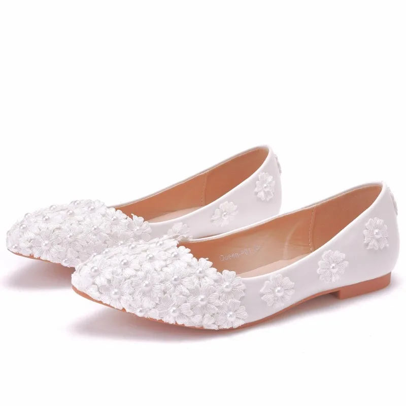 

Women Fashion PU Leather Breathable White Bridal Wedding Shoes Woman Boat Shoes Ballerina Ladies Casual Girls Sneaker