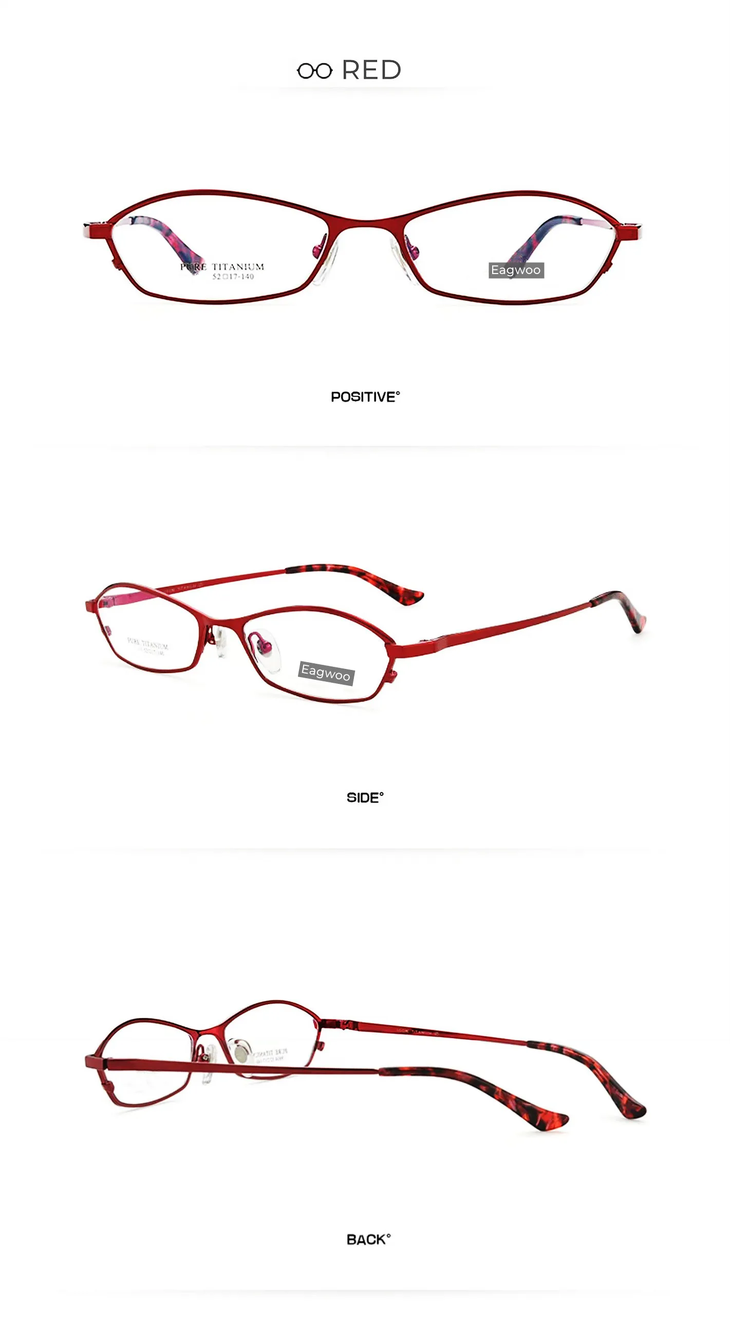 Reinem Titan Frauen Brille Entworfen Abnorme Form Vollrand Spektakel Hohe Grade Rezept Brillen – Detail 6