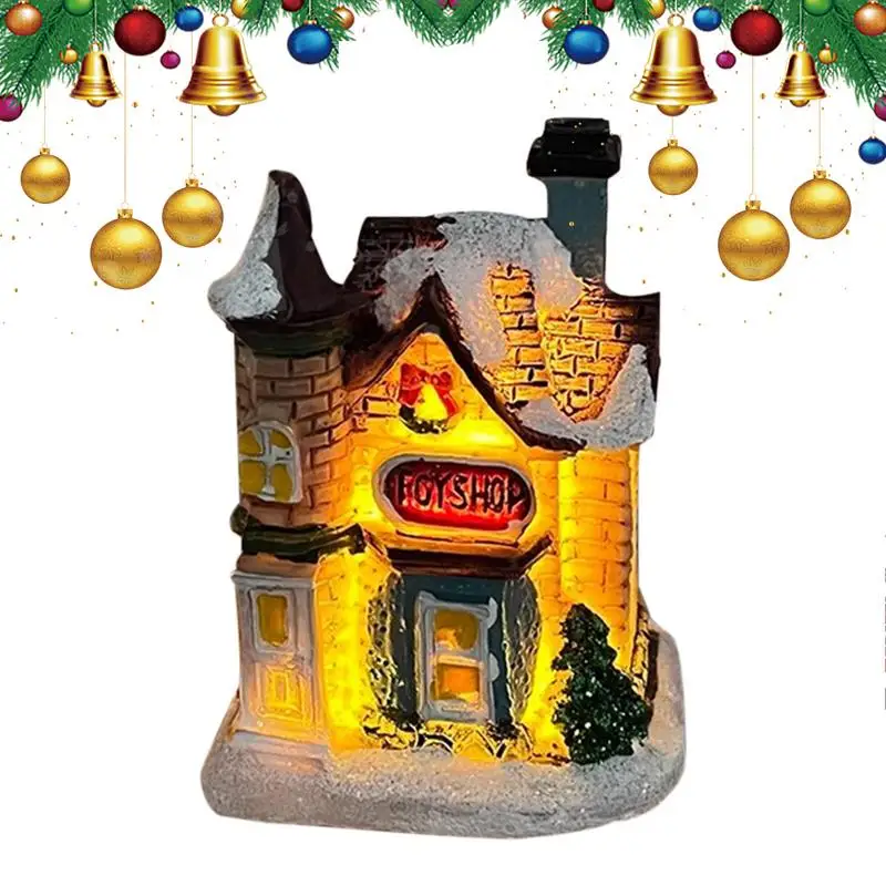 

Рождественские деревенские домики Маленький деревенский домик Прикроватная лампа Эстетическая прикроватная лампа на батарейках Коллекционный стол для зданий