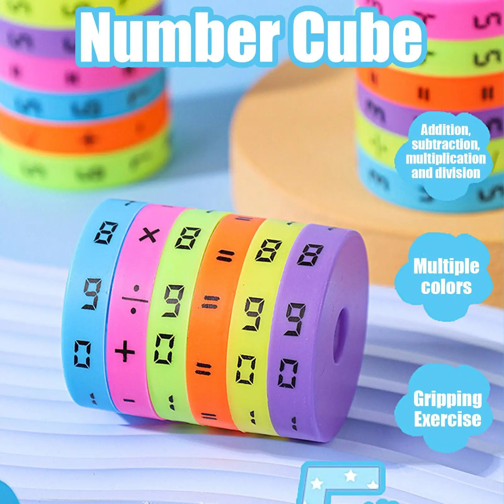 Juguete Educativo de Aritmética, Cubo Cilíndrico para Aprender Aritmética, Cubos Matemáticos de Inteligencia, Juguete Colorido para Preescolar, Juego de Números y Matemáticas