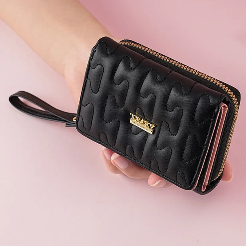 Small Women\'s Wallet Leather Mini Female Wallets Fashion Coin Purse Card Holders Ladies Money Bag Caibu Zipper