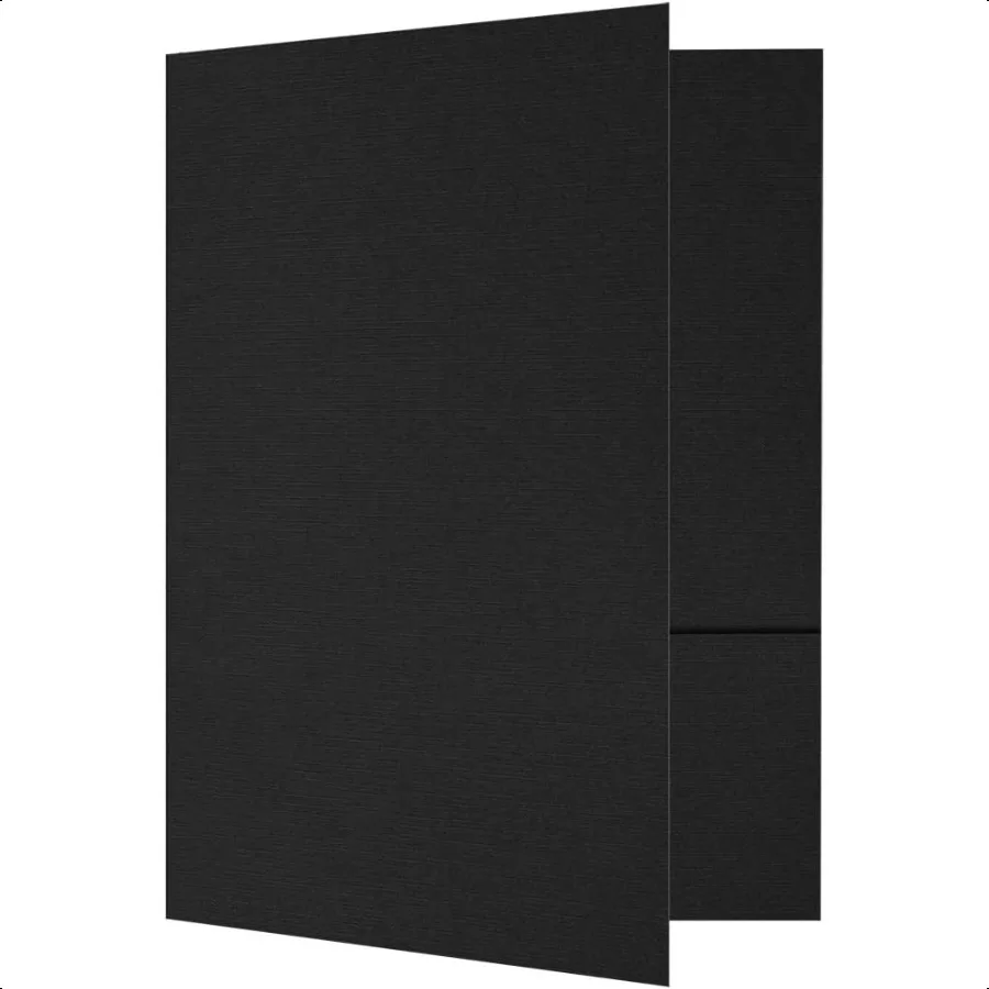 

9 x 12 Presentation Folders Two Pocket Black Linen 100lb. Cover 25 Qty