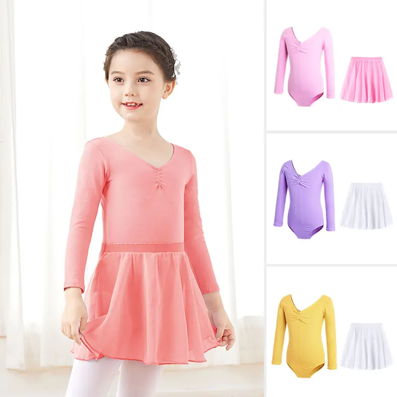 Conjunto de leotardo de Ballet con falda para niñas, leotardo de gimnasia, Body de Ballet, vestido de baile para niños, conjuntos de vestido de