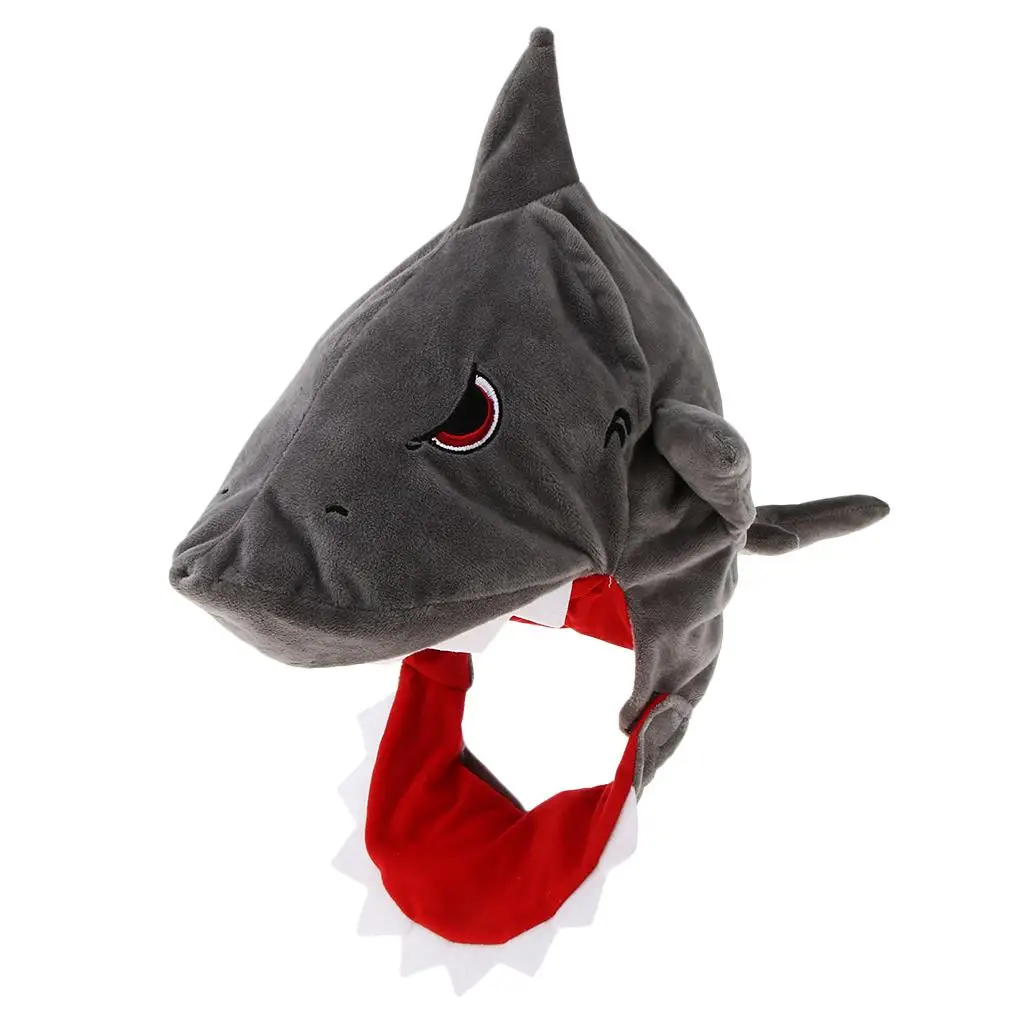 Shark Theme Plush Party Hat Gray Animal Funny Costume Cap for Holiday Christmas Hat Adult Unisex