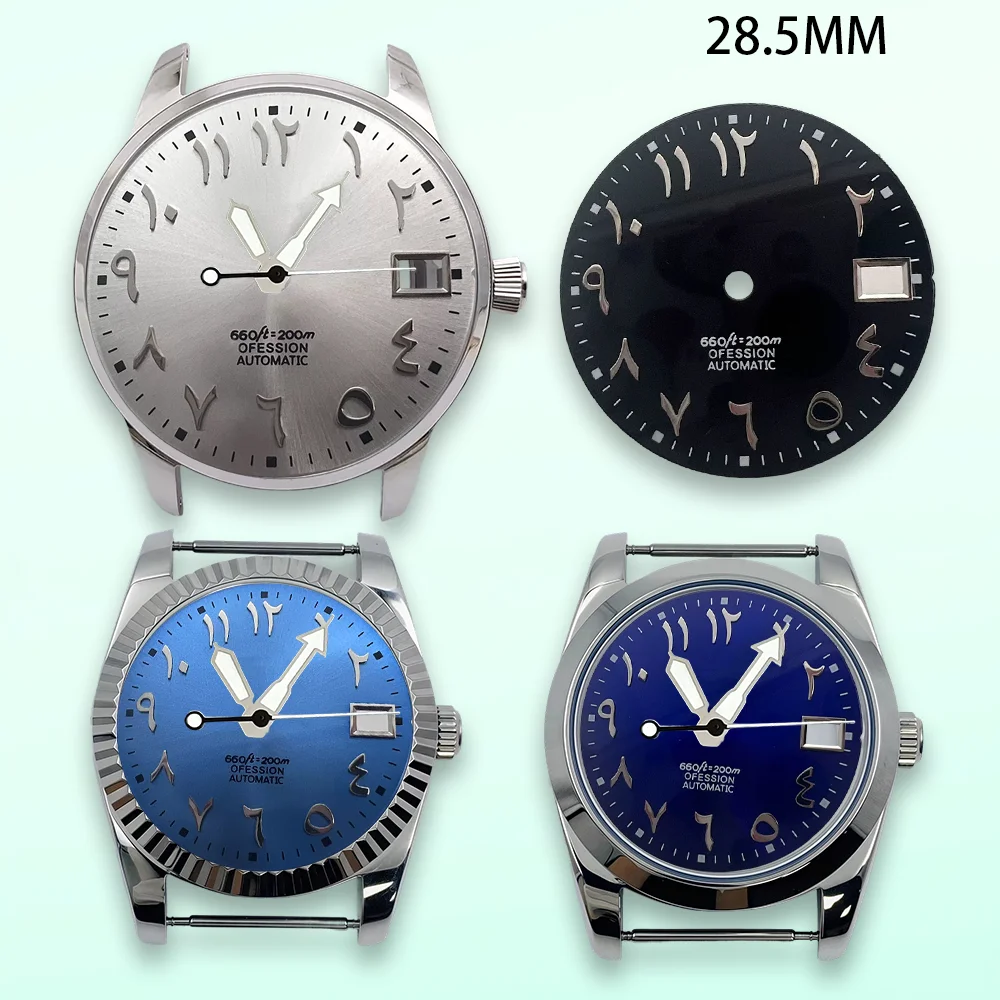 High quality Arabic numerals Sunray Dial 28.5mm S Dial Fit NH35/NH36/4R/7S Japanese Movement High-Quality nh35 Watch Dial