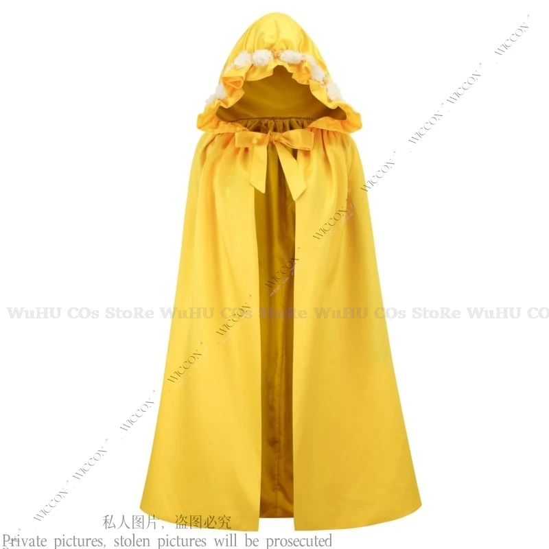 Princess Cloak Cosplay Halloween Party Role Play Woman Girl Cute Yellow Christmas Double Cape With Fringe Hat Kid Cos Anime