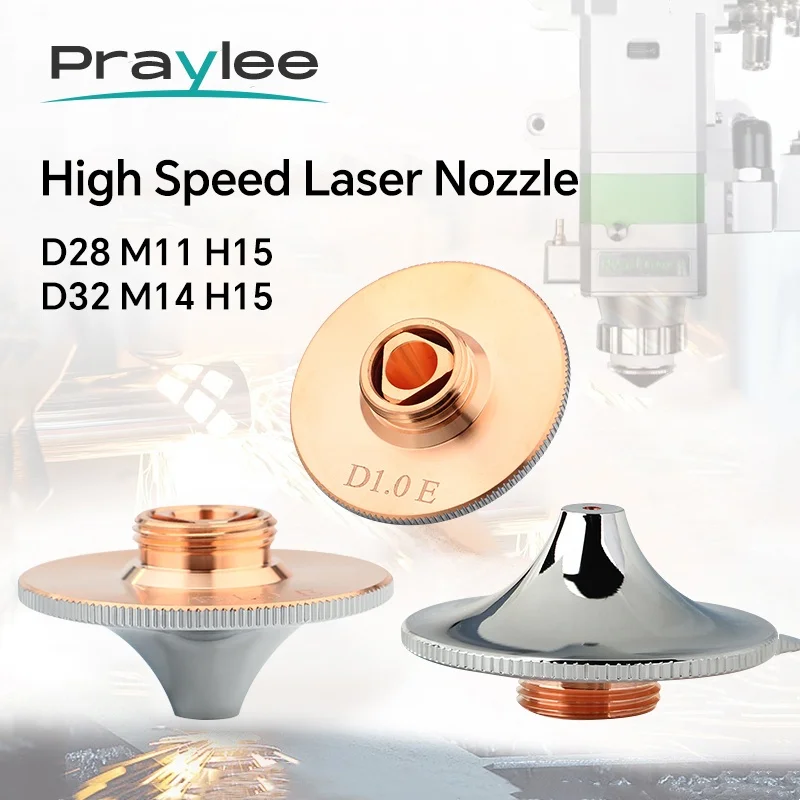 High Speed HANS Raytools Laser Nozzles D28/M11 D32/M14 1.2 1.4 1.5 2.0 Single Double Chrome-plated Fiber Cutting Machine Parts