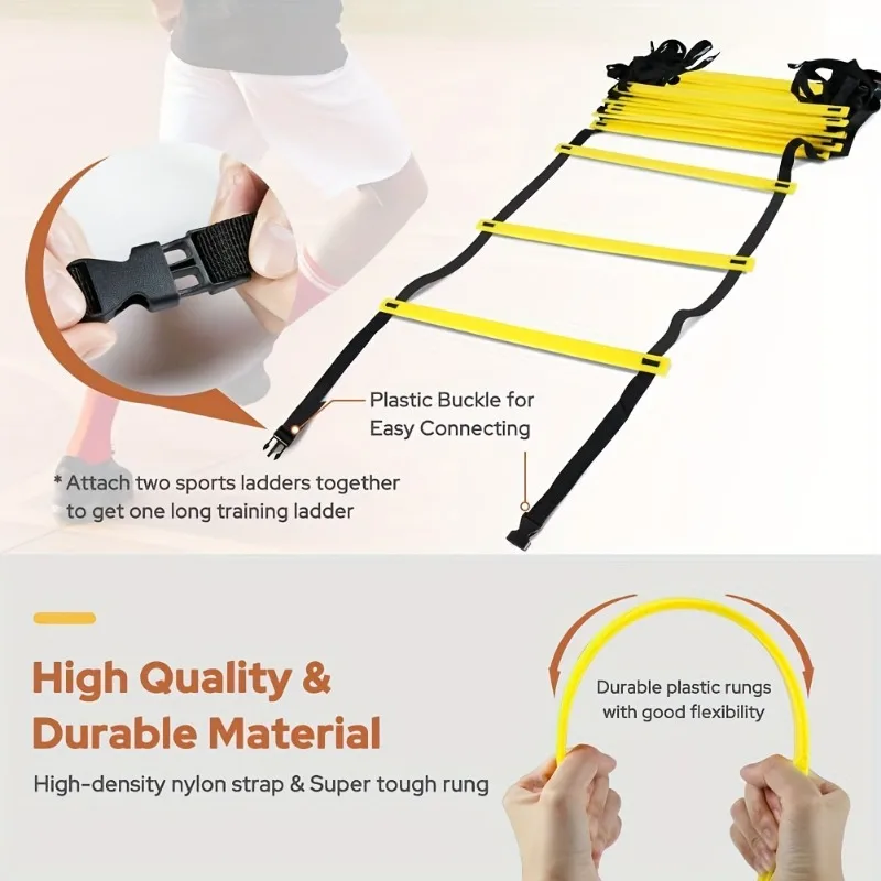 Speed Training Agility Ladder With Nylon Strap - Improve Footwork, Speed, And Coordination For Football And Fitness Training