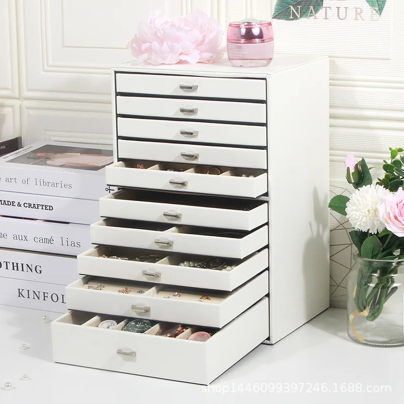 10layers Jewelry Box Drawer Ring Necklace Bracelet Jewelry Boxes Organizer Earrings Tray Display Accessories Separator Storage