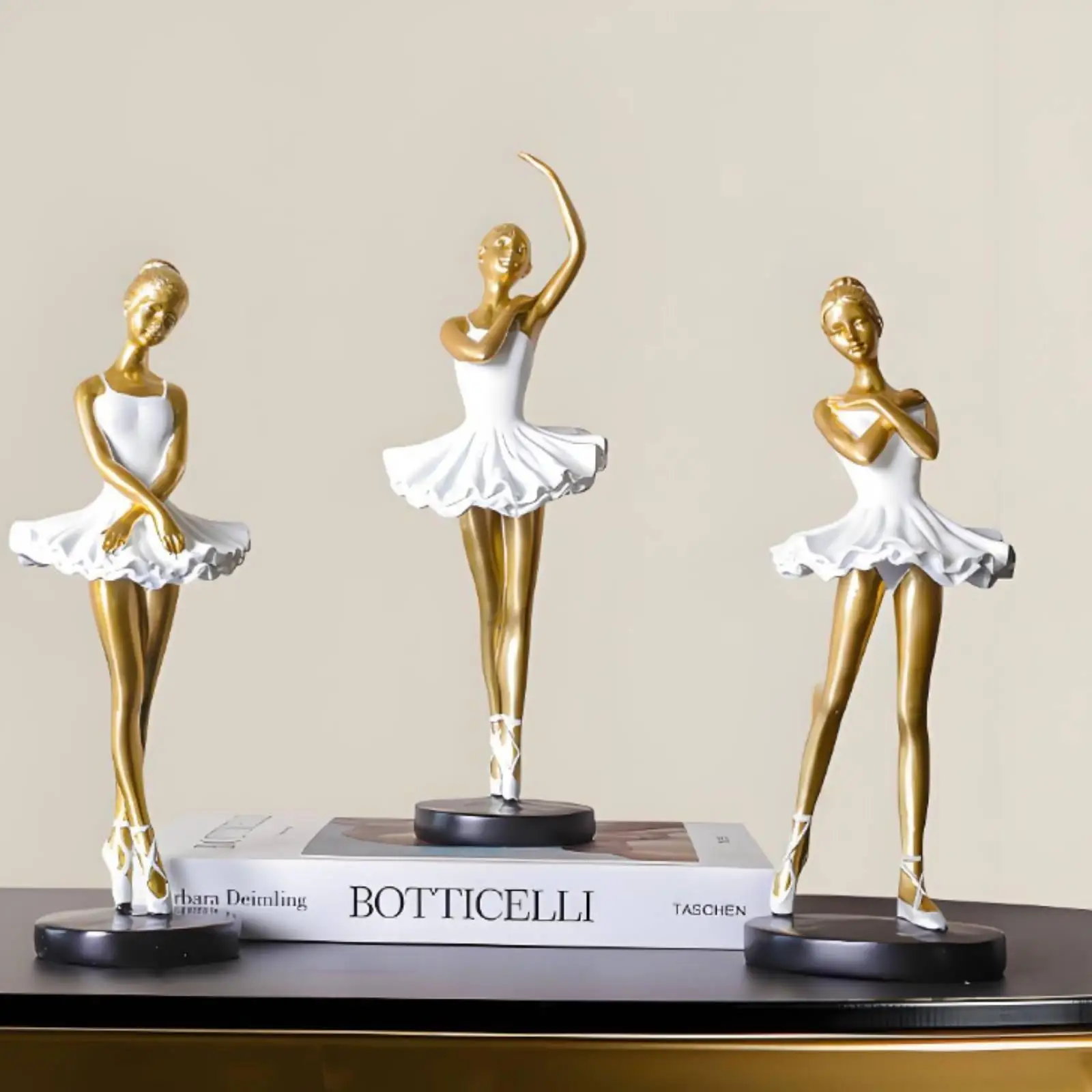 Ballet Dancer Collectible Figurine Resin Ornament with White Dress for Home Shelf Workspace or Cabinet Display view 3