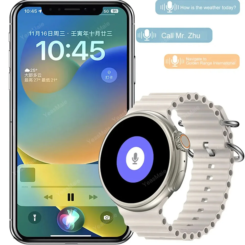 2025 Orologio Ultra 9 Astuto Della Vigilanza Degli Uomini GPS Chiamata Bluetooth Monitor di Salute Smartwatch Ricarica Senza Fili Braccialetto Sportivo Per Android IOS