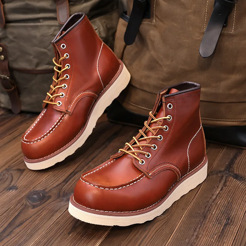 Genuine Leather Boots for Men New Man Vintage Ankle Boots