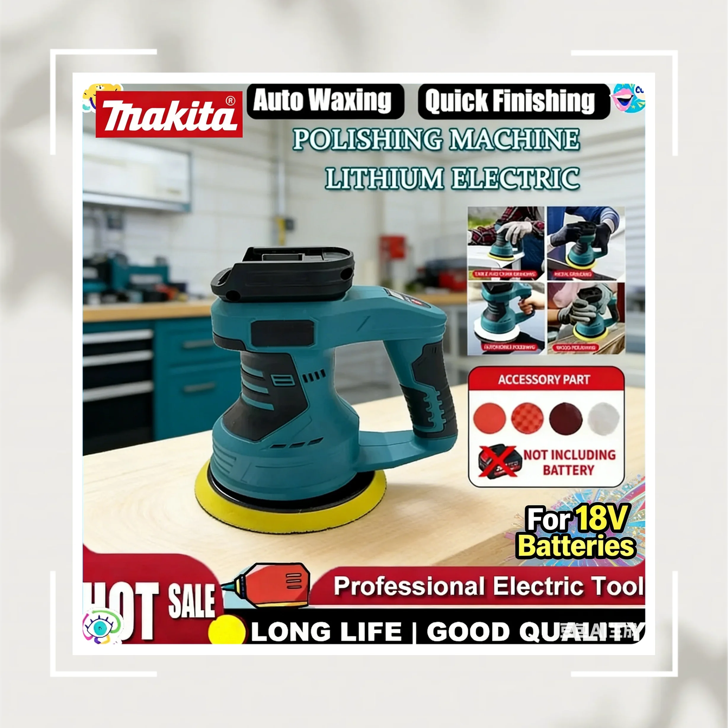 

Аккумуляторная полировальная машина Makita, 8 регулируемых скоростей, электрическая полировальная машина для авто, инструмент для воскования и нанесения защитного покрытия