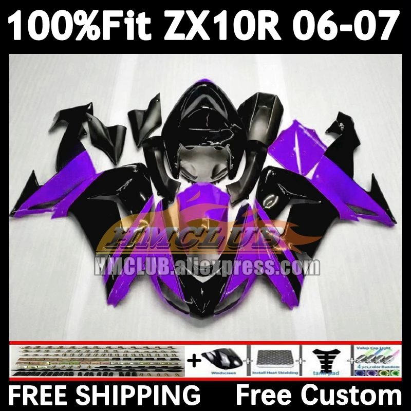 Injection Body For KAWASAKI NINJA ZX-10R ZX 1000 CC 10R 10 R 168No.101 ZX1000CC 1000CC ZX10R blk purple 06 07 2006 2007 Fairing