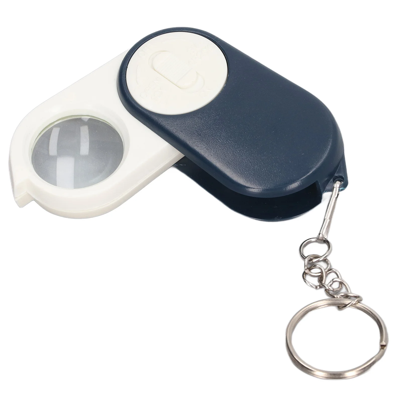 10X  Magnifying Glass Double Layer Lenses Folding Handheld Mini Magnifier Keyring with LED Light Mini Magnifying Glass