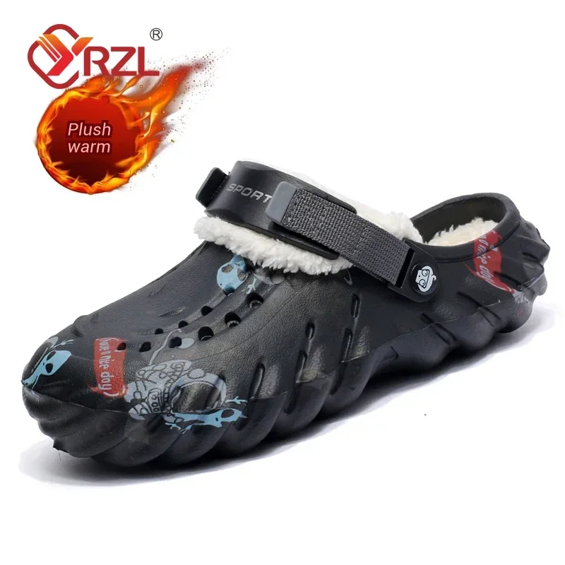 

YRZL Men's Slippers Winter Warm Home Slipper High Quality Anti Slip Indoor Floor Slides Plush Men Cotton Shoe Male Sandals Shoes