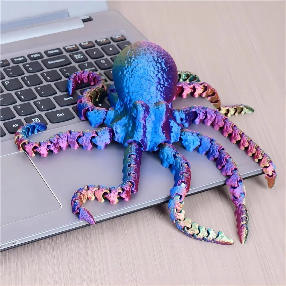 27CM 3D-geprint octopus beeldje met flexibele gewrichten voor thuiskantoor bureau decor, oceaan dier tafelornament ideaal cadeau speelgoed