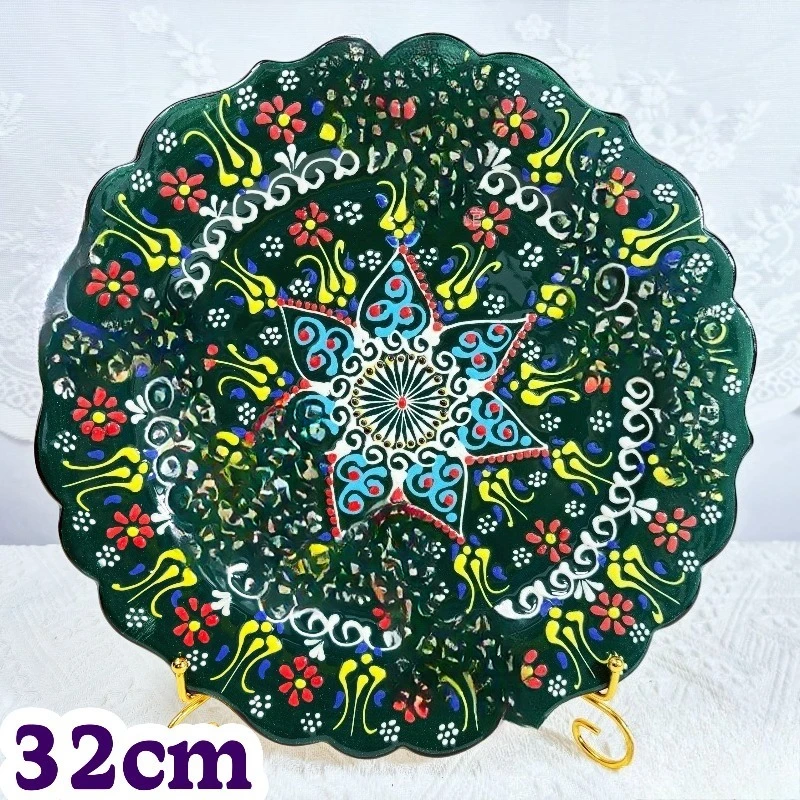 Turkish three-dimensional relief hand-painted ceramic plate 32cm ins wind color decorative plate imported art ornaments