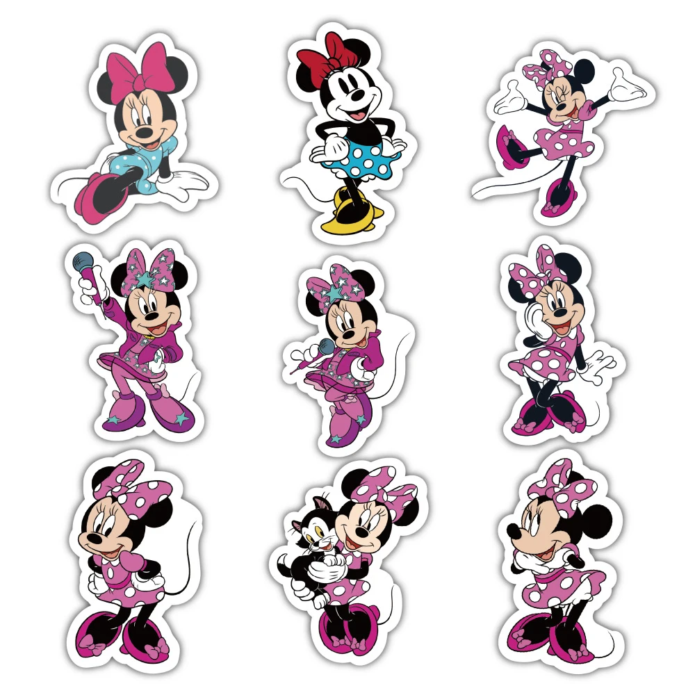 10/30/64 قطعة ديزني ميكي ماوس أنيمي ملصقات لطيف ميني ماوس ملصق DIY بها بنفسك محمول الأمتعة سجل القصاصات الكرتون الشارات مقاوم للماء #6