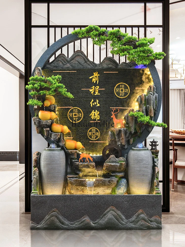 

-*Large water curtain wall, flowing water wall, screen, office, courtyard, porch, rockery landscaping, floor-to-ceiling fountain
