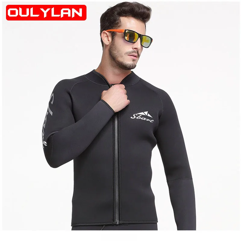 Oulylan 3mm Neoprene Wetsuit Jacket Top for Men Diving Suit Snorkeling Surfing Swimsuit Water Sport Diving Clothing