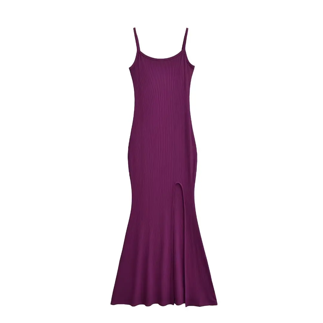 

Сексуальное облегающее длинное платье с высоким разрезом и хвостом Fi, женское летнее эластичное облегающее платье для горячих девушек, однотонное повседневное платье на бретельках