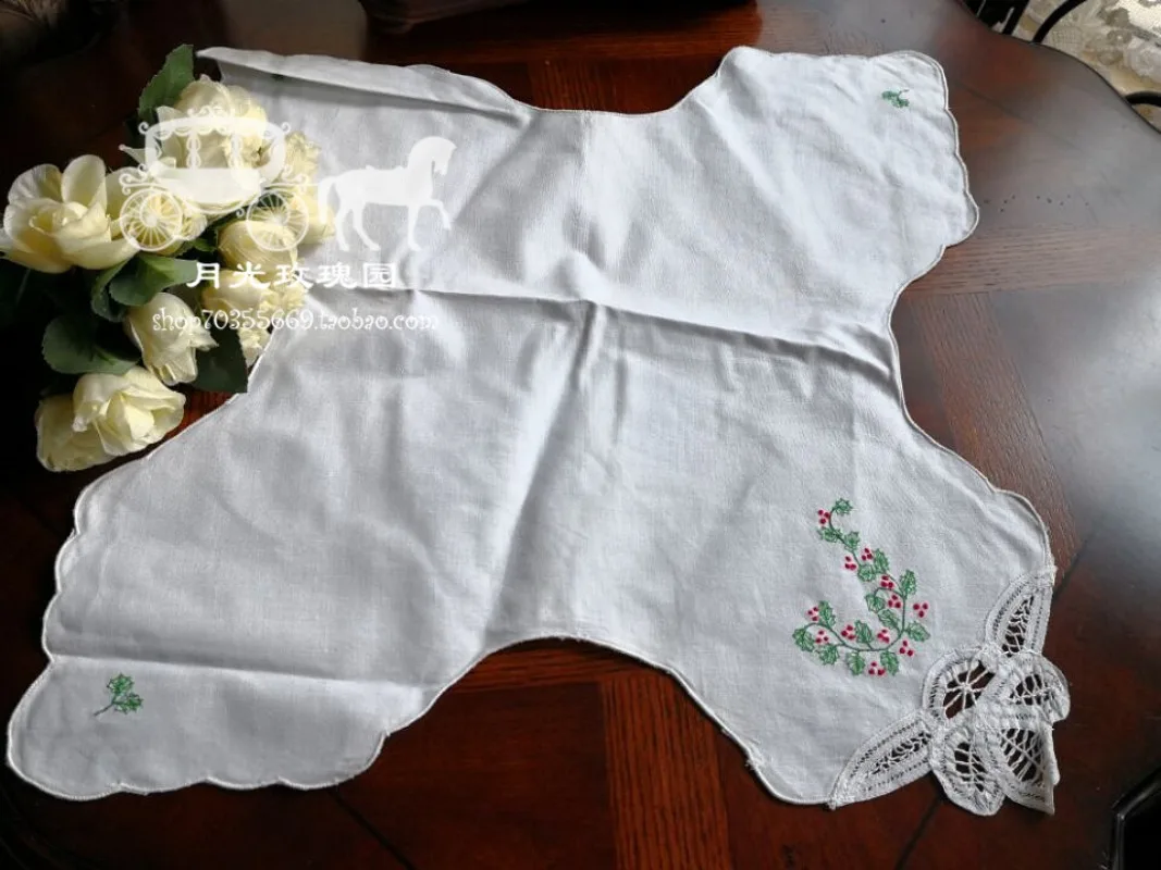 2 قطعة منديل خبز عيد الميلاد منديل أبيض مطرز 43 سنتيمتر #4