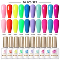 BORN PRETTY Juego de esmalte de uñas en gel de 10 ml, rosa neón, 10 piezas, manicura para decoración de uñas, barniz LED UV en remojo, suministros de uñas en gel