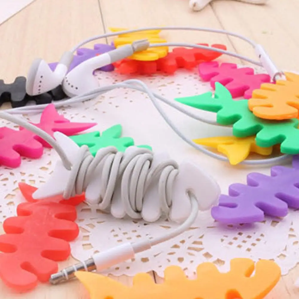 1pc Silicone Fish Bone Cable Cord Wire Organizer Earphone Headset USB Charging Data Cable Protector Winder Wire Cable Organizer
