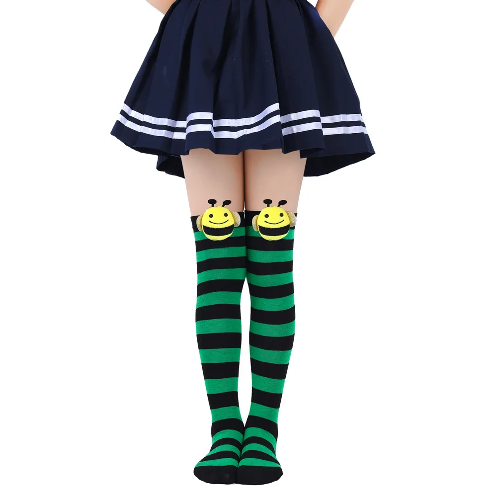 Halloween Toddler Baby Kids Girls Knee High Socks Cosplay Striped Stockings for Halloween Girls Bee Costume Children\'s Stockings