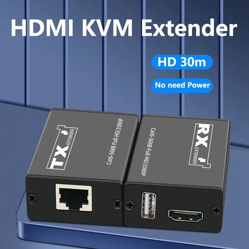 30M USB KVM HDMI Extender Over Cat6 Network Cable HDMI To Rj45 Ethernet Converter for NVR DVR Camera To TV Monitor for PC Mouse