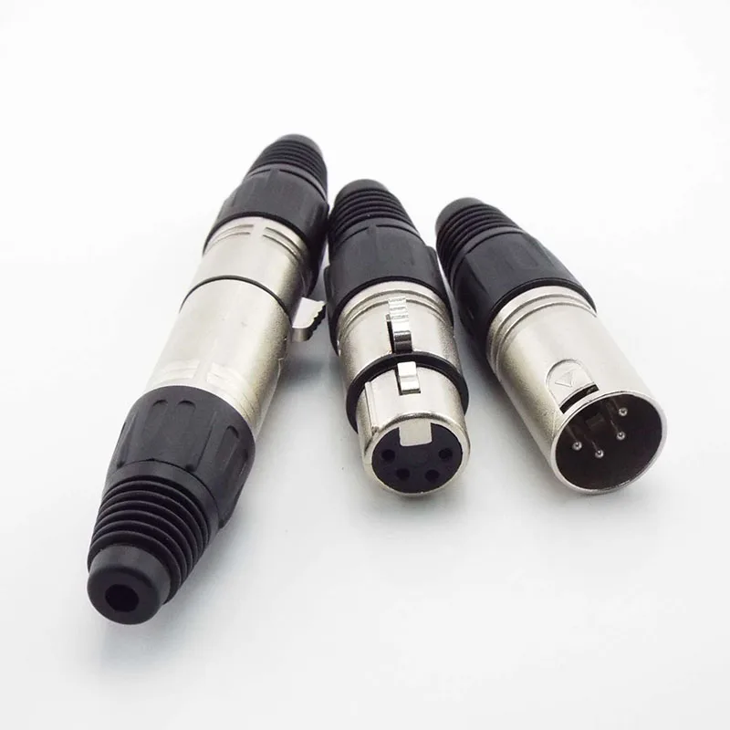

3 Pin 4 pin XLR Audio Cable Connector MIC Male Plug Female Jack Professional Microphone Wire Connector Power Adapter