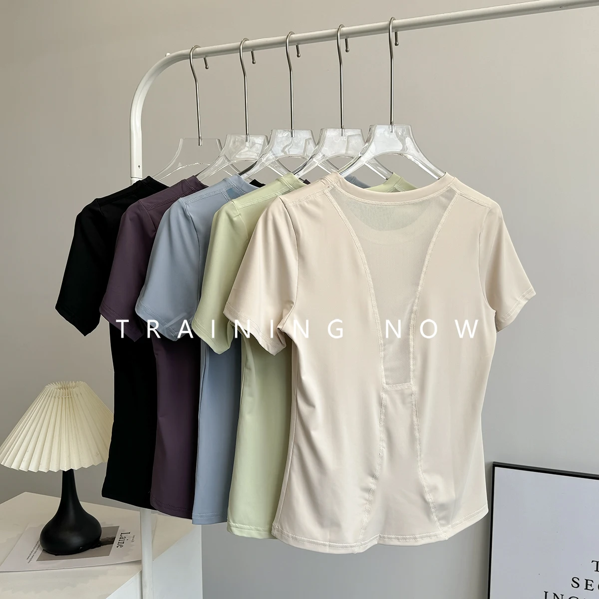 

Loose sports short-sleeved top for women in summer thin breathable running exercise yoga quick drying clothes Pilates fitness