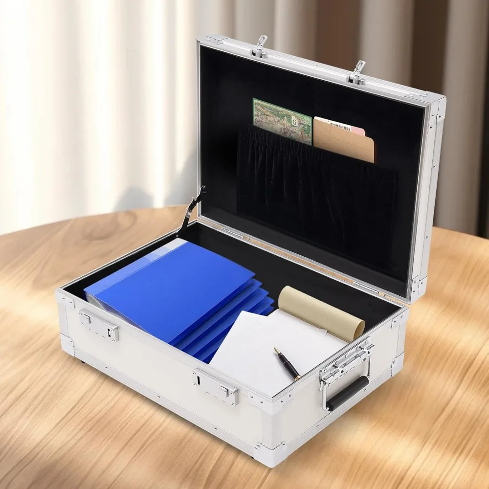 Locking Storage Box with Combination Lock, Lockable Briefcase, Alumínio Storage Trunk for Personal Items Cash and Laptop