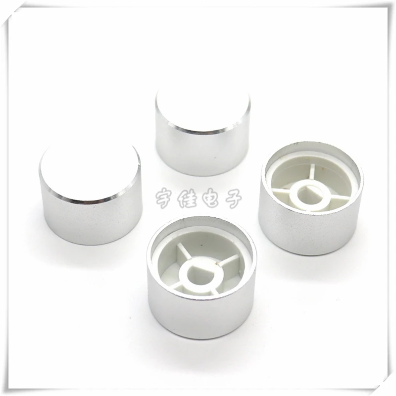 2PCS 24×15 Silver Sandblasting Bright Edge Aluminum Alloy Knob Cap potentiometer encoder Adjustment Cap 6MMD Hole