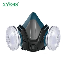 XYEHS-Máscara Respiradora Meia Reutilizável, Filtro de Algodão para DIY, Limpeza, Polimento, Carpintaria, 2x Cartuchos Filtrantes, 2x 95%