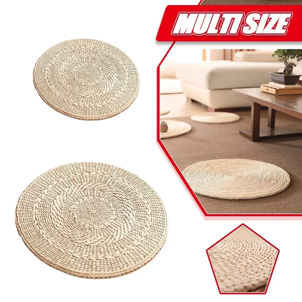 

Summer Handwoven Braided Futon Cushion Floor Grass Cushion Corn Husk Woven Cushion Sitting Cushion Japanese Floor Cushion Tatami