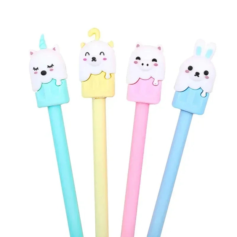 2025 4PCS Kawaii Cartoon Ice Cream Gel Pens Writing Office Supplies Students Learning School Stationery FreeShipping Cute Pen