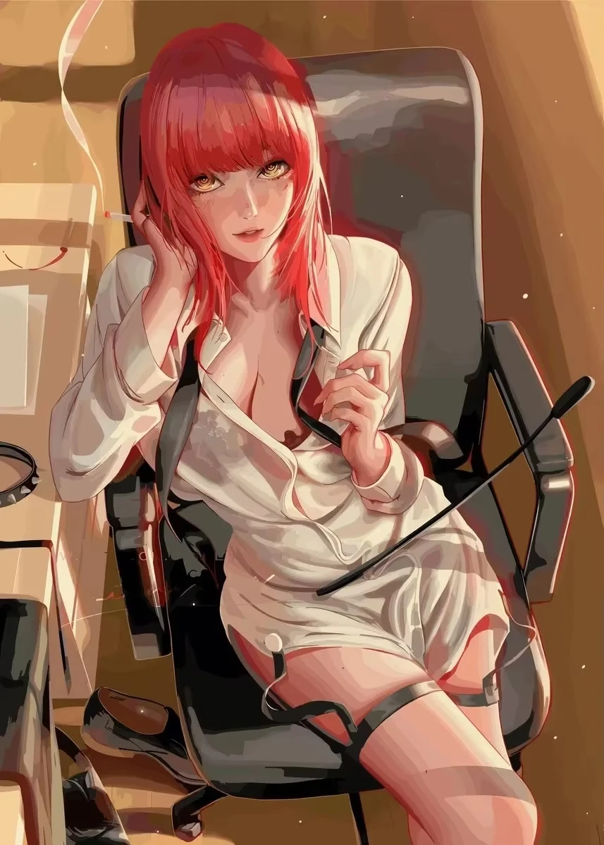 

Canvas Painting Anime C-M Man Makima Power Sexy Beautiful Girl Woman Poster Print Wall Art Pictures Living Room Decor Gift