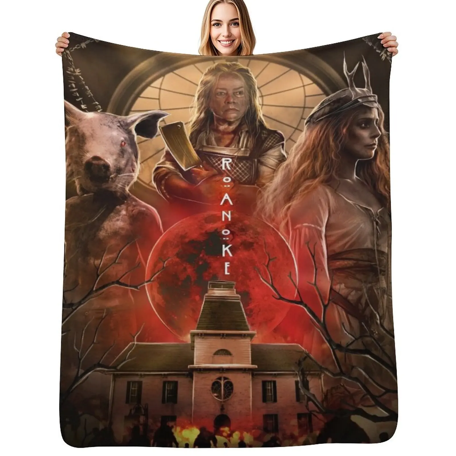 

BLOOD MOON Throw Blanket All Season Lightweight Soft Blanket for Bed