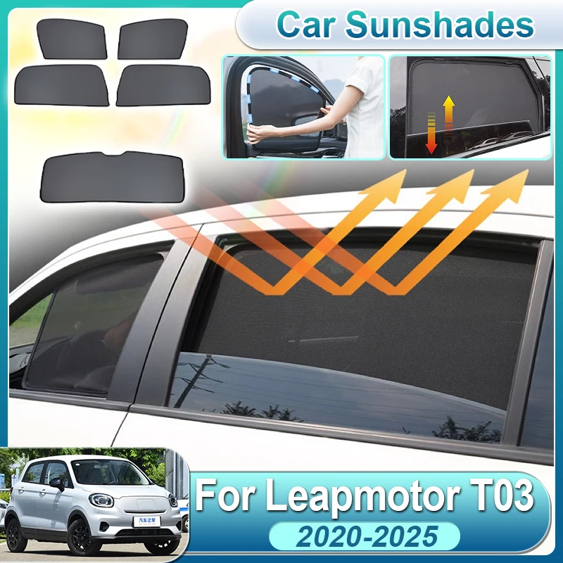 

For Leapmotor T03 Accessories 2020-2025 Car Window Sunshade Side Glass Mesh Sunshade Rear Window Sun Visor Cover Car Accessories