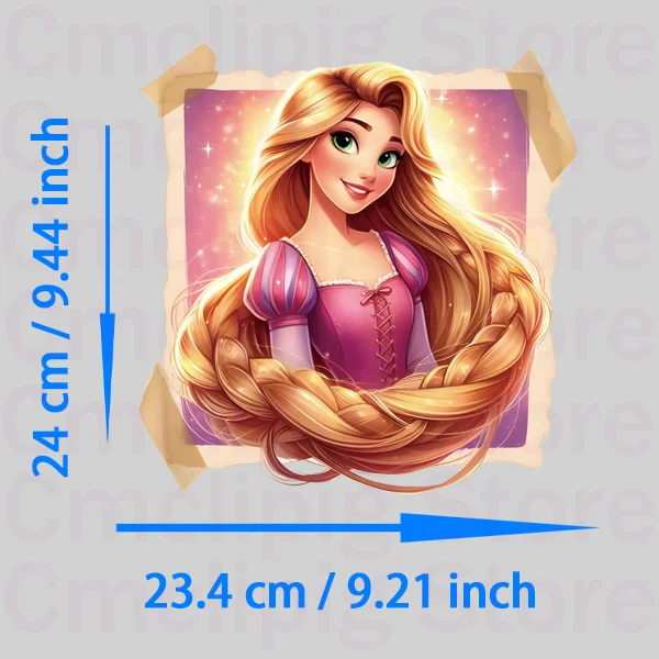 Watercolor Princess Moana and Rapunzel Patch for clothes patches thermocollant Ironing applications Applique for clothes