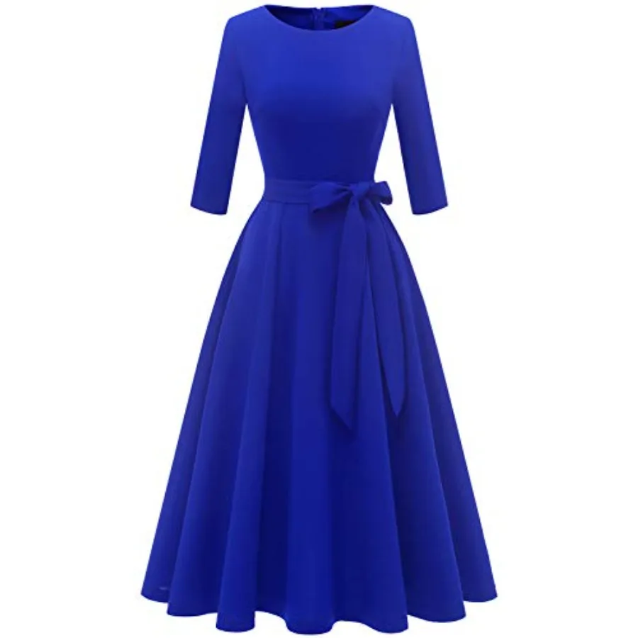 

Cocktail Dresses for Women, Vintage Wedding Guest 3/4 Sleeves Formal Church Tea Dress