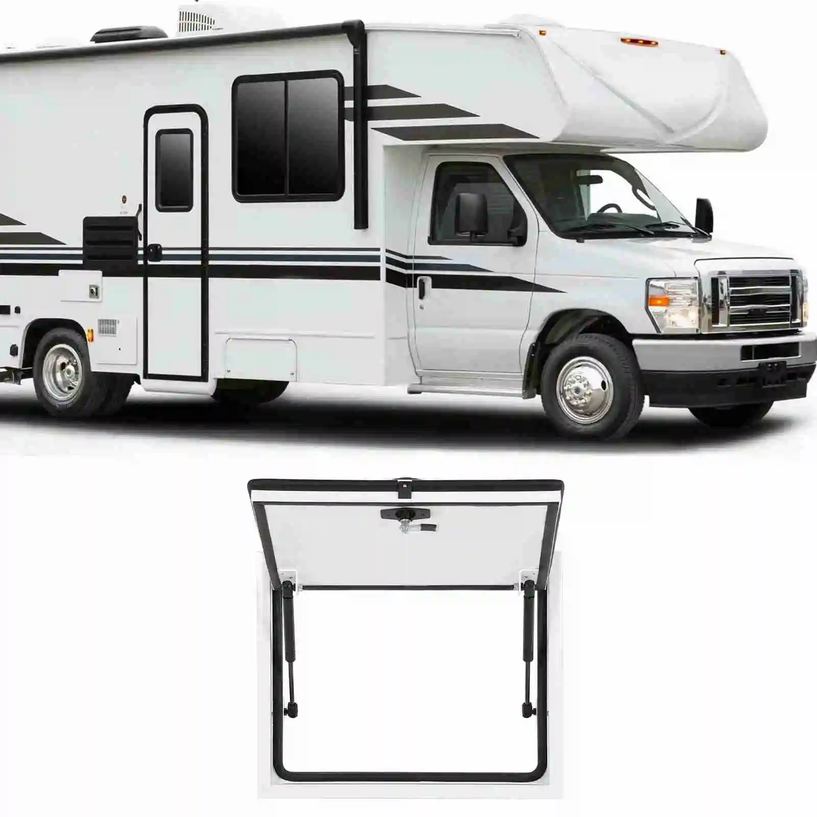 20×16inch RV Baggage Door with Safety Lock 120 Deg Opening UV Resistant Heavy Duty Cargo Hatch Door for Trailer RV Accessories