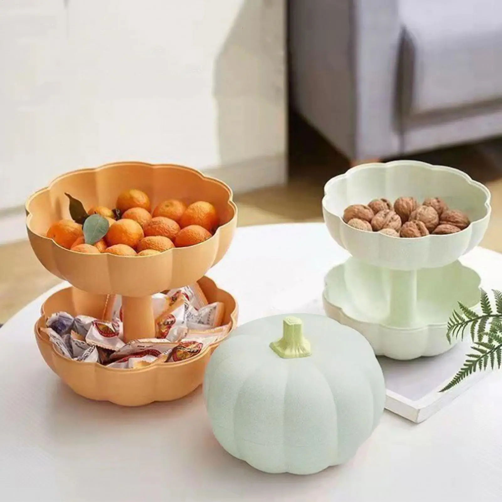 Double stackable tray Pumpkin-shaped snack box Thanksgiving Serving Tray Pumpkin Candy Storage Box  Pumpkin Snack Tray