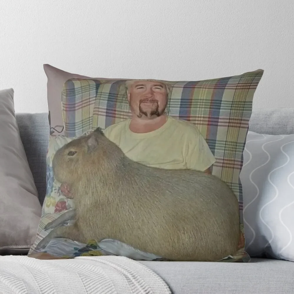 

guy fieri with capybara Throw Pillow Christmas Pillow Covers Christmas Cushion For Home Pillow Case