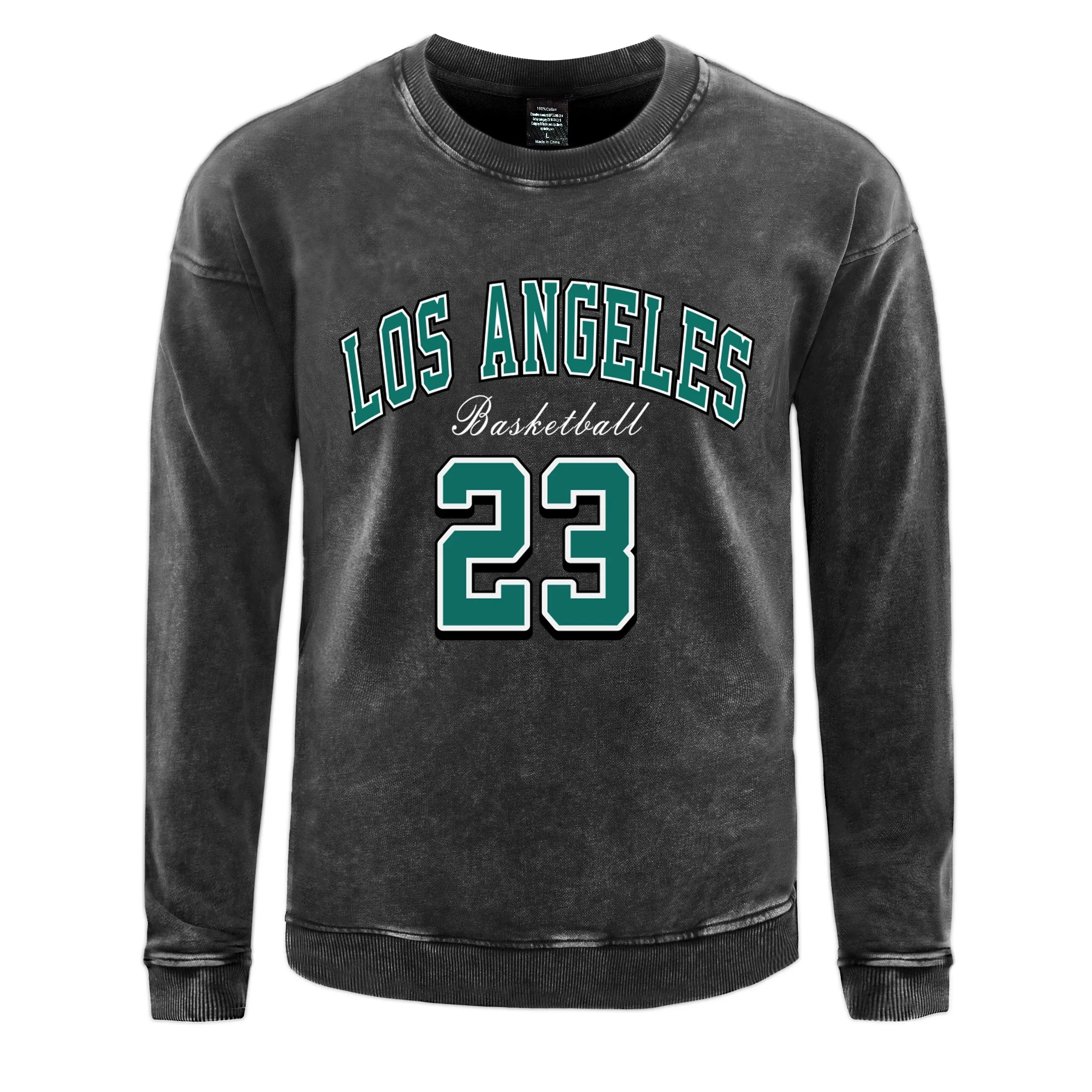 Los Angeles Basketball 23 Washed Sweatshirt Men Fashion Oversized Pullover Casual Cotton Unisex Tops All-Match Couple Hoody