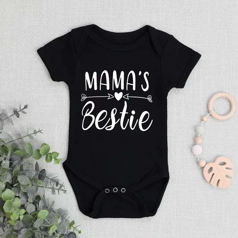 

Mama's Bestie Funny Letter Printed Newborn Baby Clothes Rompers Jumpsuits Summer Fashion Infants Clothes Bodysuit