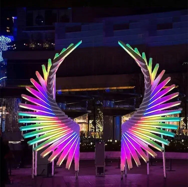 

New Design Of Large luminous Wing Sculpture Can Be Customized outdoor Holiday Christmas Decorations light